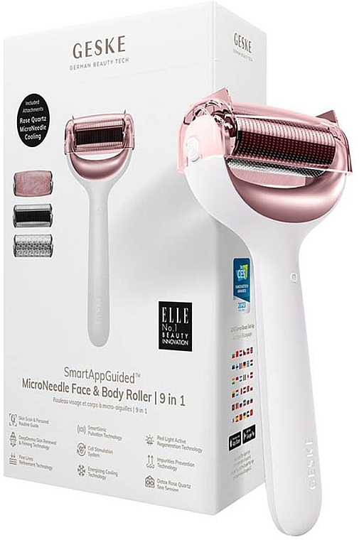 フェイス＆ボディローラー - Geske Microneedle Face And Body Roller 9 In 1 White Rose Gold — photo N2