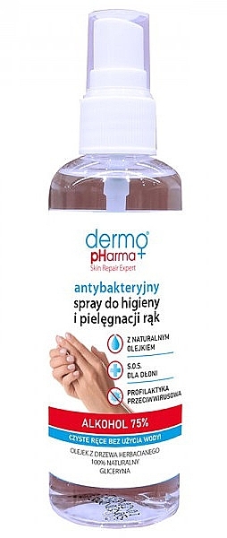 Antibacterial Hand Spray - Dermo Pharma Antibacterial Spray Alkohol 75% — photo N1