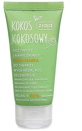 Nourishing & Moisturizing Face Cream Mask - Ziaja Kokos Kokosowy — photo N1