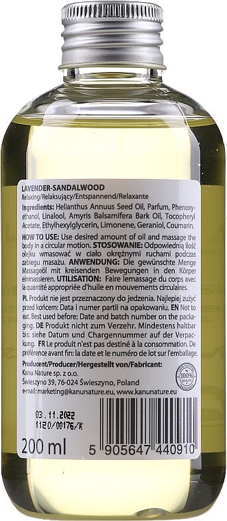 Massage Oil "Lavender & Sandalwood" - Kanu Nature Lavender Sandalwood Massage Oil — photo N2