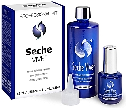 Fragrances, Perfumes, Cosmetics Set - Seche Vive Instant Gel Effect Top Coat Kit (top/coat/14 ml + top/coat/refill/118 ml)