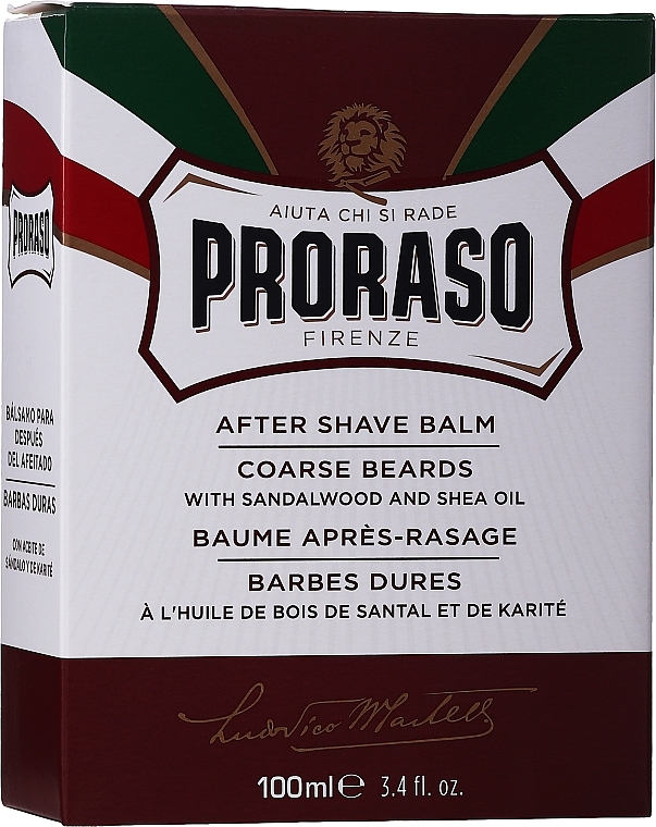 After Shave Balm - Proraso After Shave Balm Coarse Beards Sandalwood And Shea Oil — photo N2