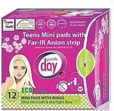 Fragrances, Perfumes, Cosmetics Mini Sanitary Pads for Teens, 12 pcs - Gentle Day Teens Mini Pads With Far-Ir Anion Strip