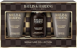 Fragrances, Perfumes, Cosmetics Set - Baylis & Harding Black Pepper & Ginseng Men's Luxury Mini Trio Gift Set (ash/balm/50ml + shm/100ml + sh/gel/50ml)