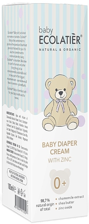 Dady Diaper Zinc Cream - Ecolatier Baby Diaper Cream With Zinc — photo N2