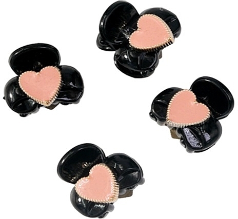 Mini Claw Clip Set, 4 pcs, black and pink - Lolita Accessories — photo N1