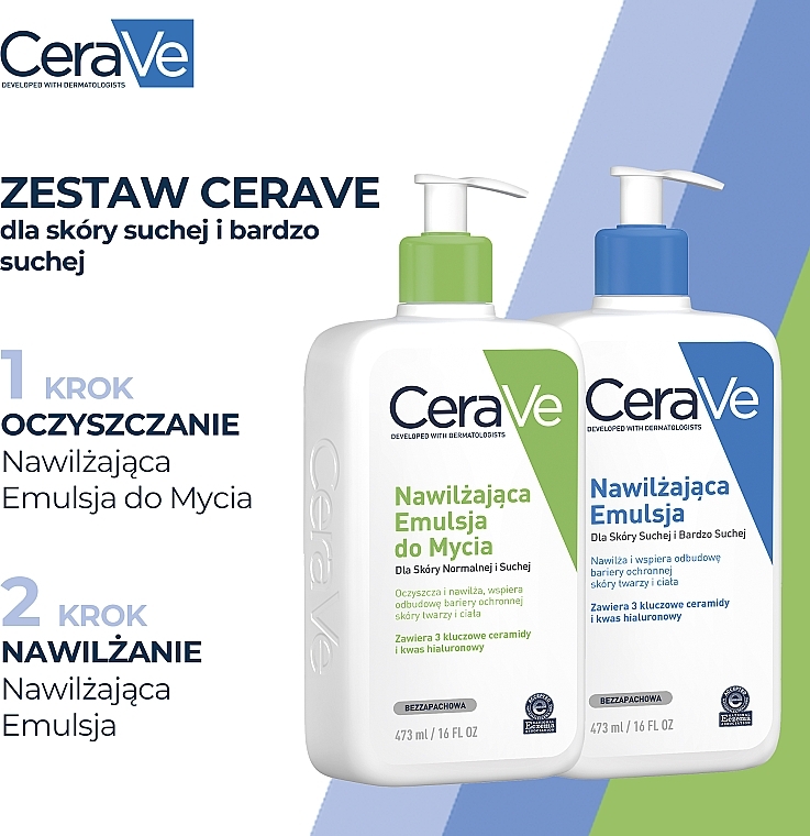 Set for Dry & Extra Dry Skin - CeraVe (emulsion/473ml + milk/473ml) — photo N3