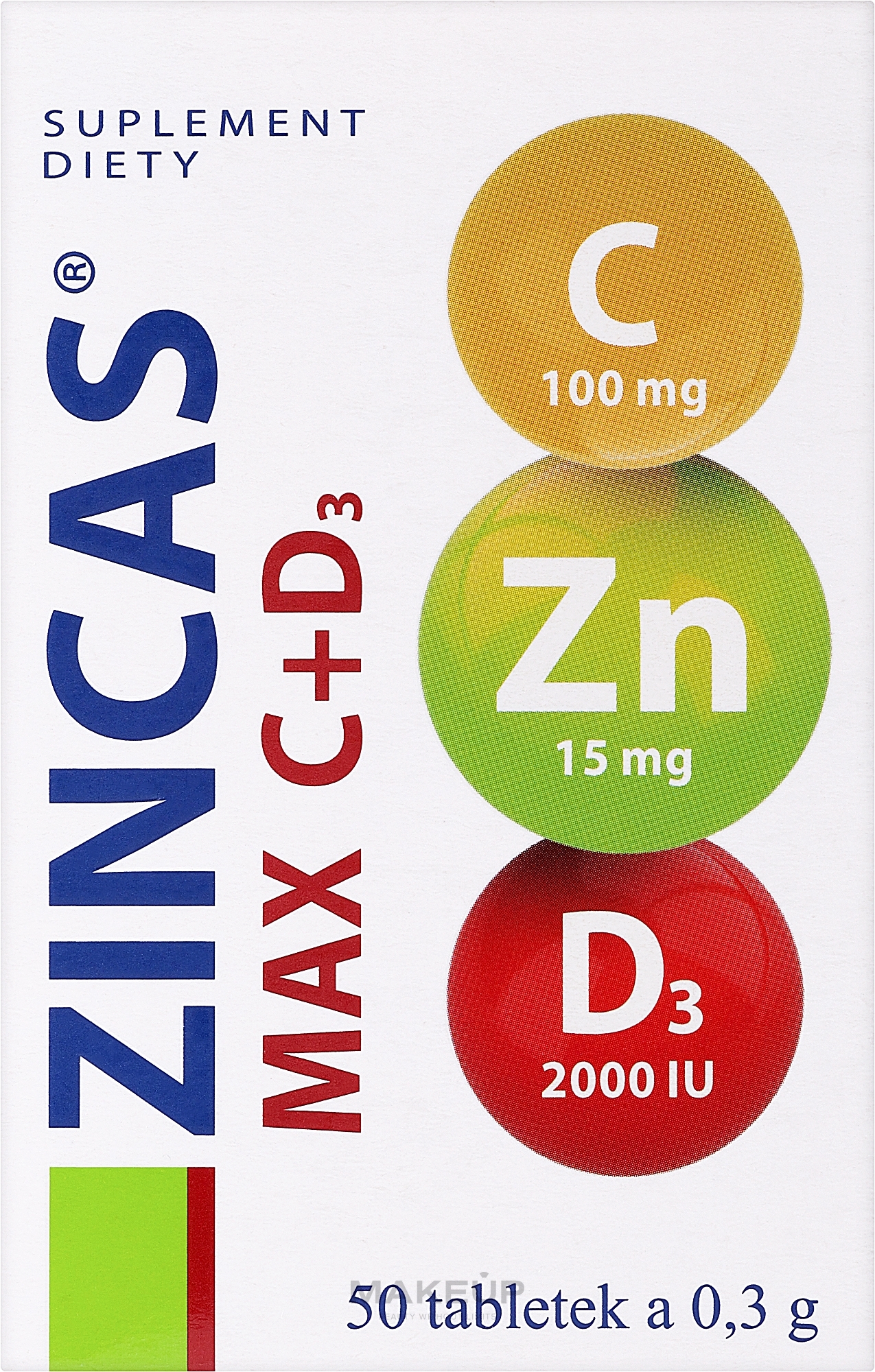 Zincas Max C+D3 Dietary Supplement - Farmapol — photo 50 szt.