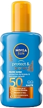 Sunscreen Spray for Suntan - Nivea Sun Protect & Bronze SPF50 Double Action Spray — photo N1