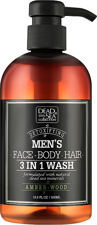 Face and Hair Shower Gel for Men - Dead Sea Collection Men’s Amberwood Face, Hair & Body Wash 3 in 1 — photo N1