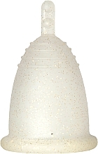 Fragrances, Perfumes, Cosmetics Menstrual Cup with Stem, L size, golden glitter - MeLuna Sport Menstrual Cup Stem