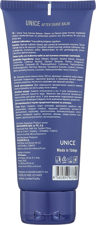 After Shave Balm "Menthol & Glycerin" - Unice After Shave Balm — photo N2