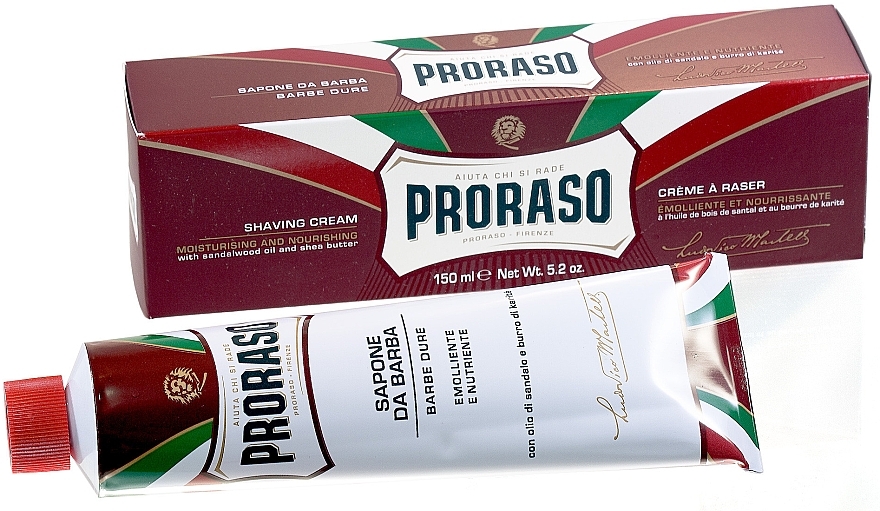 Shaving Cream for Coarse Stubble with Shea Butter and Sandalwood - Proraso Red Shaving Cream — photo N3
