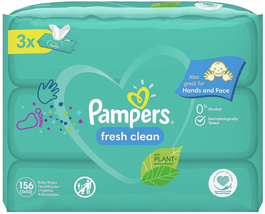 Baby Wet Wipes "Baby Fresh Clean", 3x52 pcs - Pampers — photo N1