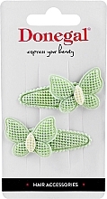 Fragrances, Perfumes, Cosmetics Hair Clips, 2 pcs, green butterflies - Donegal