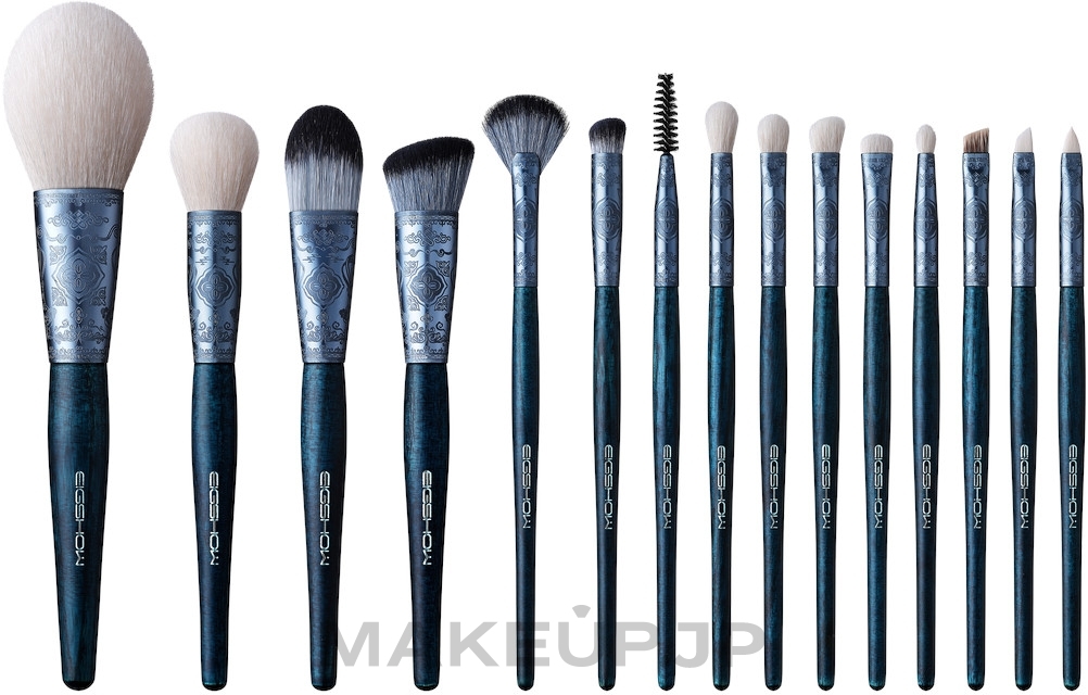 Makeup Brush Set, blue, 15 pcs - Eigshow Flying Apsaras Ice Blue — photo 15 szt.