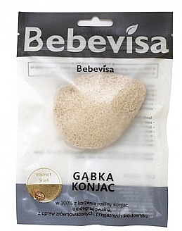 Double-Sided Teardrop Cleansing Sponge "Walnut Shell & Purity" - Bebevisa Konjac Sponge — photo N1