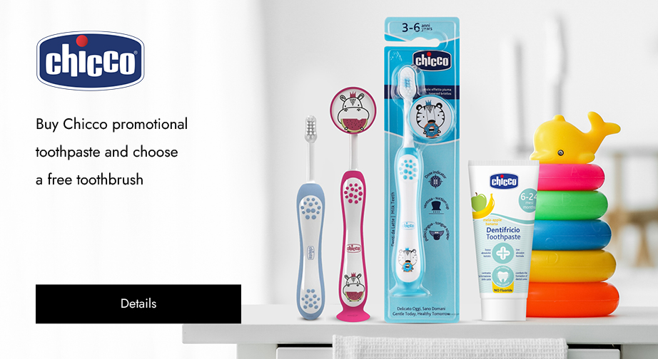 Buy Chicco promotional toothpaste and choose a free toothbrush