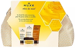 Fragrances, Perfumes, Cosmetics Set - Nuxe Reve De Miel Set (b/scr/30ml + sh/gel/30ml + f/balm/15ml + h/cr/30ml + bag)