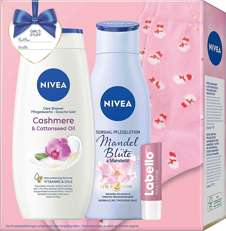 キット - NIVEA Girl's Stuff (sh/gel/250ml + b/lotion/200ml + lip/balm/5,5ml + socks) — photo N4