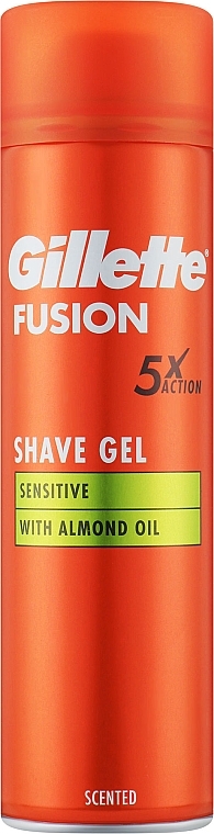 Almond Oil Shaving Gel for Sensitive Skin - Gillette Fusion Shave Gel Sensitive With Almond Oil — photo N1