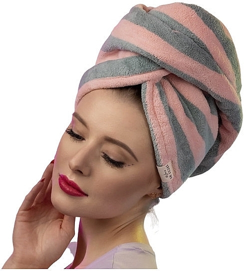 Microfiber Hair Towel, Pink + Grey - Trust My Sister — photo N2