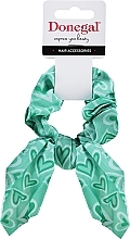 Fragrances, Perfumes, Cosmetics Hair Tie, bow, green with hearts - Donegal FA-5689