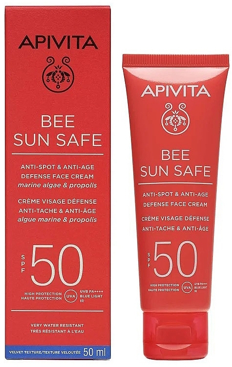 Seaweed & Propolis Face Sun Cream - Apivita Bee Sun Safe Anti-Spot & Anti-Age Defense Face Cream SPF 50 — photo N1