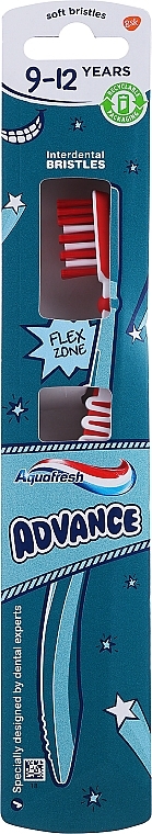 Kids Toothbrush, 9-12 years old, white and red in a cardboard box - Aquafresh Junior Soft — photo N1