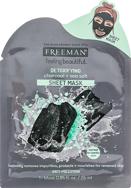 Detox Mask "Charcoal and Sea Salt" - Freeman Detoxifying Sheet Mask — photo N1