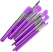 Neon-Purple Makeup Brush Set, 10 pcs. - Beauty Design — photo N3