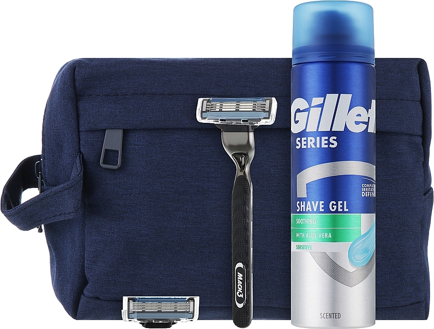 Set - Gillete Mach3 (sh/gel/200ml + razor/1pcs + bag) — photo N2