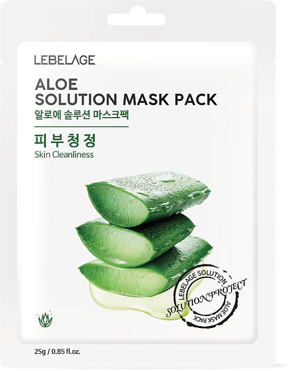 Facial Sheet Mask "Aloe" - Lebelage Aloe Solution Mask — photo N1