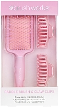 Fragrances, Perfumes, Cosmetics Hair Set - Brushworks Paddle Brush & Claw Clips Pink (h/clips/2pcs + h/brush)