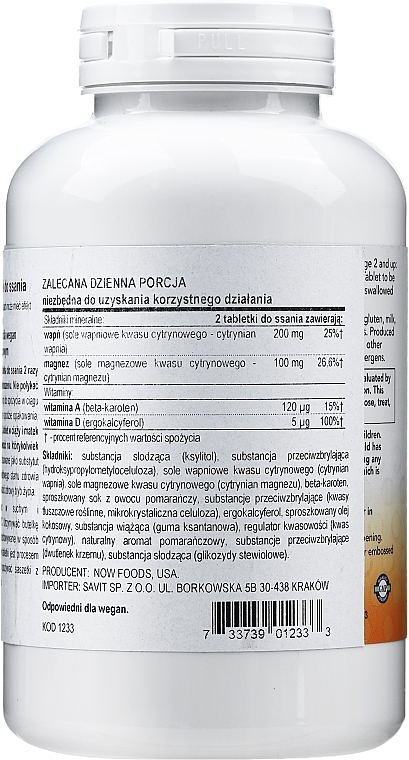 KID-Cal Mag VitD Vitamin-Mineral Complex, 100 tablets - Now Foods — photo N2
