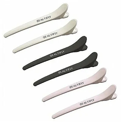 Barber Clip Set, 6 pcs, pink, rose gold, black - Beautifly — photo N1