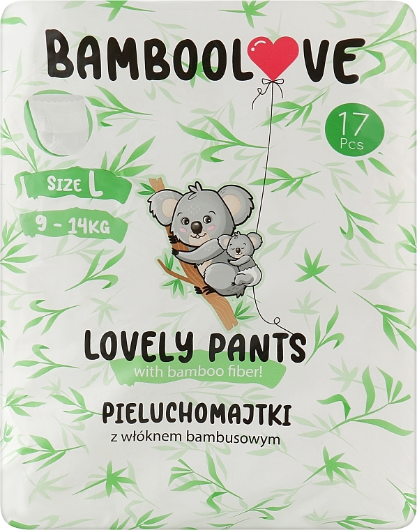 Bamboo Diapers-Panties, L (9-14 kg), 17 pcs - Bamboolove Lovely Pants — photo N1