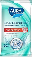 Fragrances, Perfumes, Cosmetics Antibacterial Wet Wipes, 20 pcs. - Aura Family Antibacterial Wet Wipes