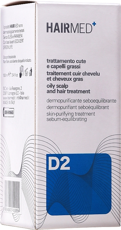 Sebum Equilibrating Scalp Cleanser - Hairmed D2 Skin Purifying Treatment Sebum Equilibrating And Antioxidant Action — photo N2