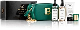 Fragrances, Perfumes, Cosmetics Set, 5 products - Balmain Paris Hair Couture Limited Edition Luxury Pouch Green & Gold FW22