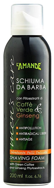 Shaving Foam - L'Amande Pour Homme Shave Foam Green Coffe And Ginseng — photo N1