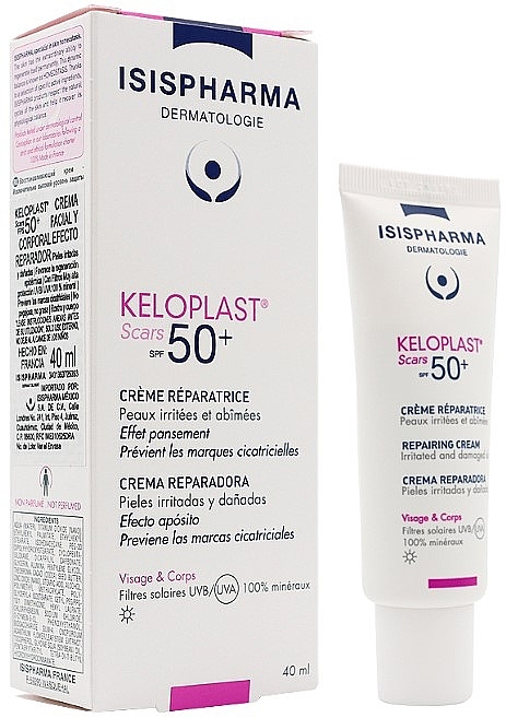 Protective Anti-Scar Repair Cream SPF 50+ for Irritated & Damaged Skin - Isispharma Keloplast Scars SPF 50+ Repairing Cream — photo N1