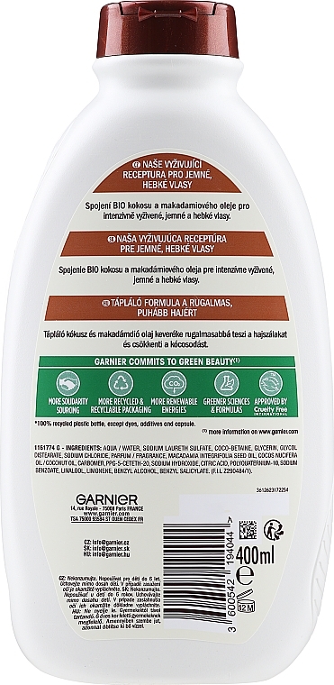 Nourishing & Softness Hair Shampoo - Garnier Botanic Therapy Coconut Milk & Makadamia Shampoo — photo N4