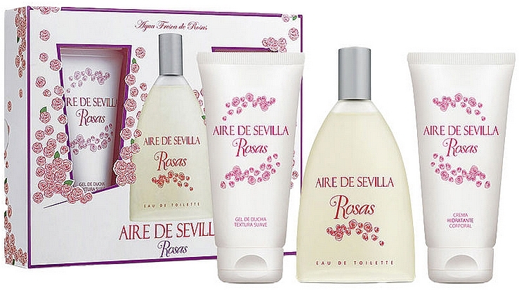 Set (edt/150 ml + b/cr/100 ml + sh/gel/100 ml) - Instituto Espanol Aire de Sevilla Rosas  — photo N1