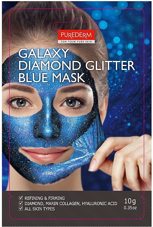 Blue Peel-Off Mask - Purederm Galaxy Diamond Glitter Blue Mask — photo N1