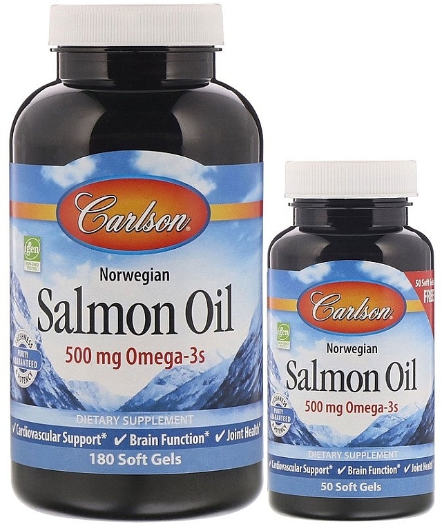 Set "Salmon Oil", capsules - Carlson Labs Norwegian Salmon Oil — photo N1