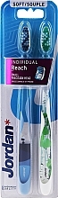 Fragrances, Perfumes, Cosmetics Soft Toothbrush, blue + transparent-green with leaves - Jordan Individual Reach Soft