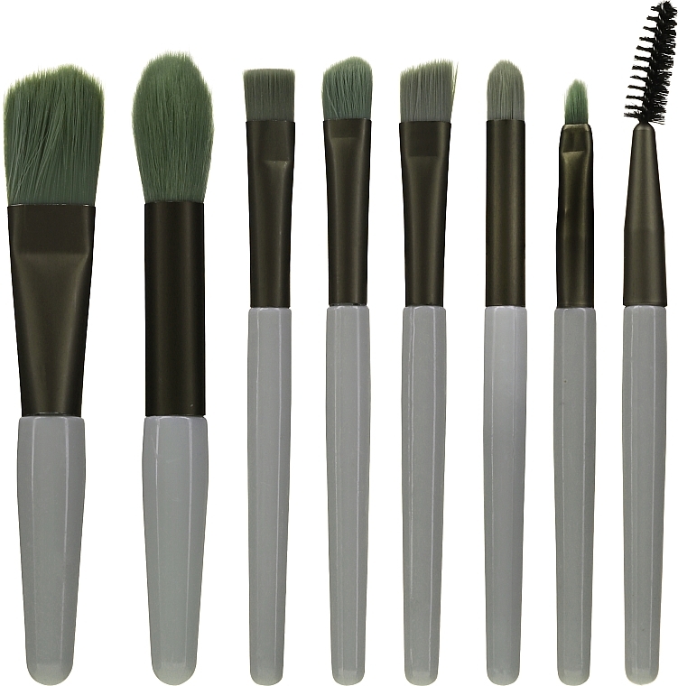 Makeup Brush Kit in a Case, 8 pcs, blue - Lewer — photo N1