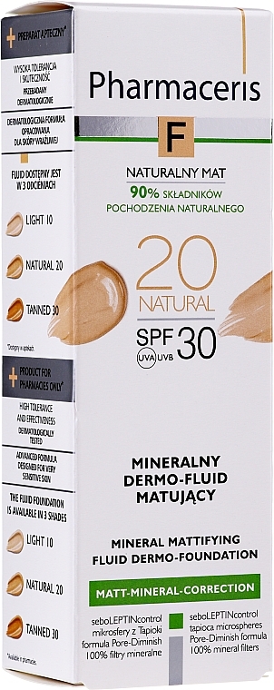 Mineral Mattifying Fluid SPF 30 - Pharmaceris F Mineral Mattifying Fluid Dermo-Foundation SPF 30 — photo N2