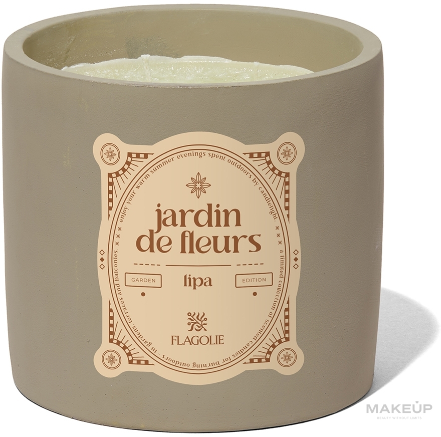 Linden Scented Candle in Ceramic Glass, round - Flagolie Garden Edition — photo 850 g